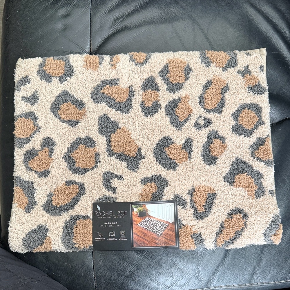 Rachel Zoe Leopard Print Door Mat in Beige and Gray